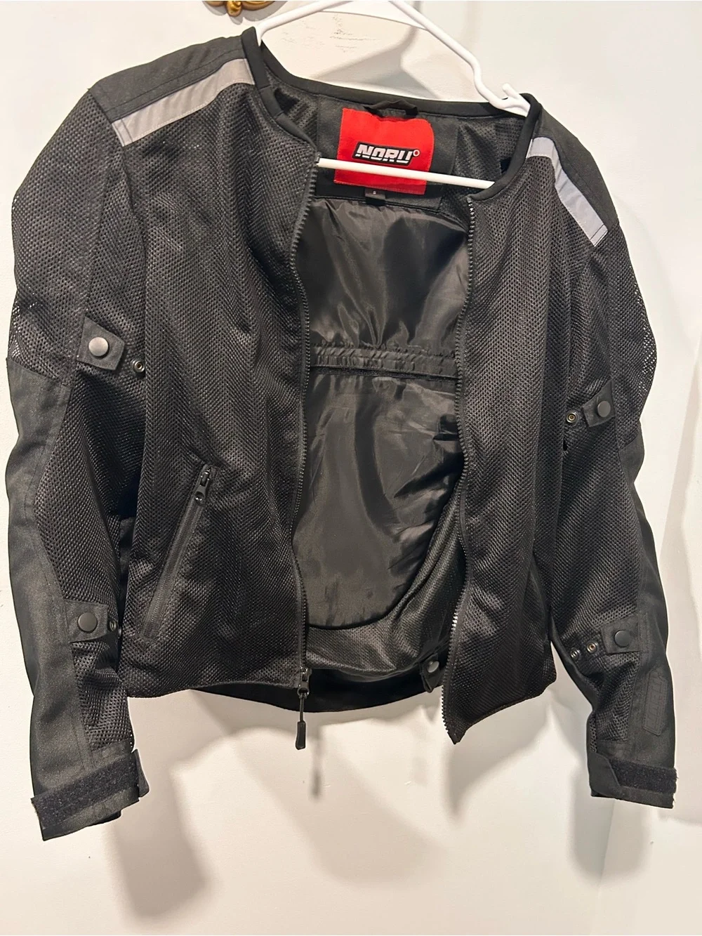 NORU Motorcycle Mesh Jacket Black Size S - Clean With 5 Armor Pads Included